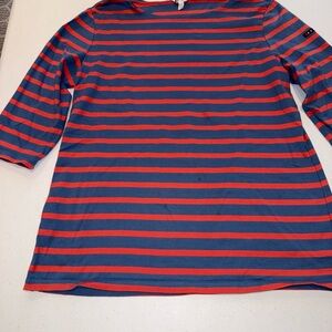 Batela Sea Style Women Sz 44 Top Striped Sz 10/12 USA Nautical Crew Neck
